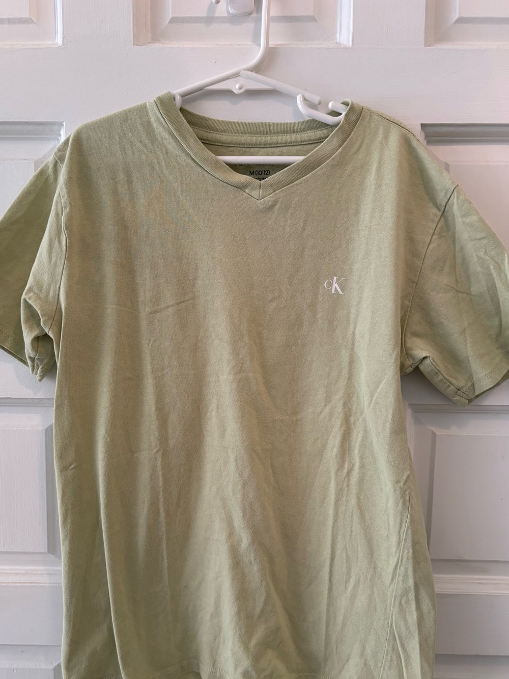 Calvin Klein Jeans Sage Green V-Neck Tee with CK Logo